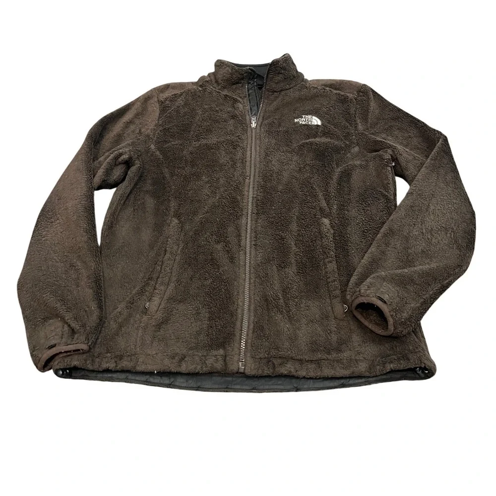 The North Face Osito Fleece Jacket Womens L Brown Full Zip Soft Fuzzy Mock Neck